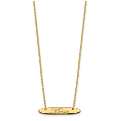 SS/Gold-plated Small Oblong EDEARDIAN SCRIPT Bar Necklace