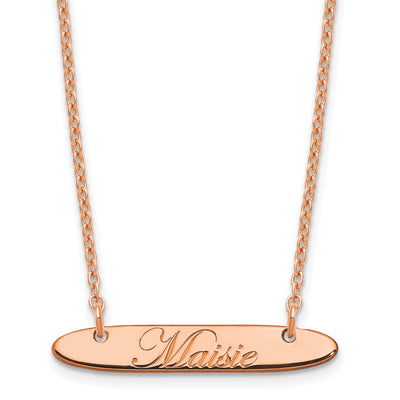 SS/Rose-plated Small Oblong EDWARDIAN SCRIPT Bar Necklace