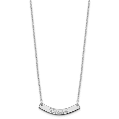 SS/Rhodium-plated Small EDWARDIAN SCRIPT Curved Bar Necklace