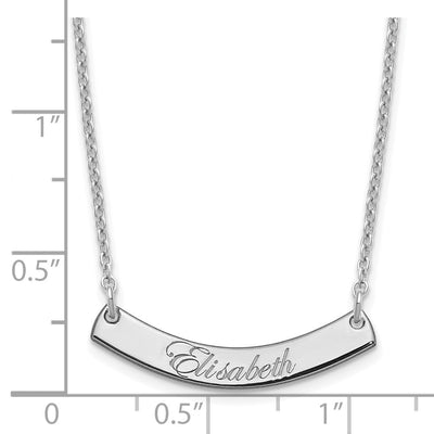 SS/Rhodium-plated Small EDWARDIAN SCRIPT Curved Bar Necklace