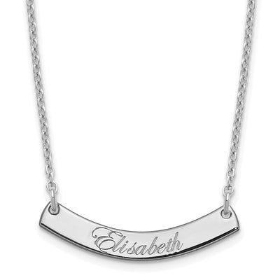 SS/Rhodium-plated Small EDWARDIAN SCRIPT Curved Bar Necklace