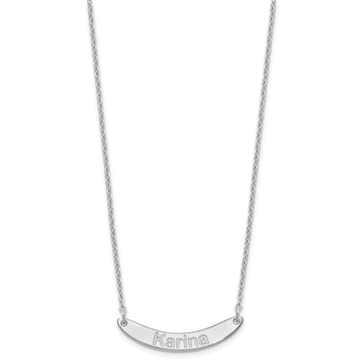 SS/Rhod-plated Small ARIAL ROUNDED Curved Bar Necklace