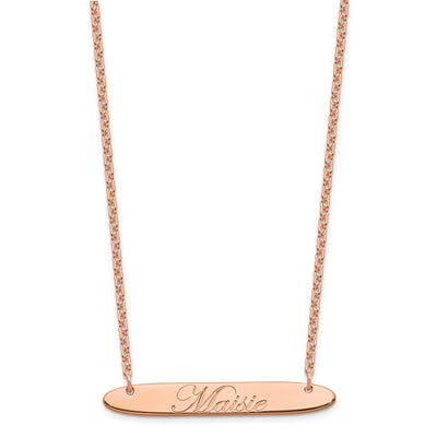 SS/Rose-plated Medium Oblong EDWARDIAN SCRIPT Bar Necklace