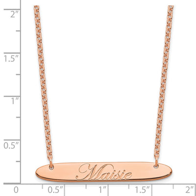 SS/Rose-plated Medium Oblong EDWARDIAN SCRIPT Bar Necklace