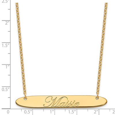 SS/Gold-plated Large Oblong EDEARDIAN SCRIPT Bar Necklace
