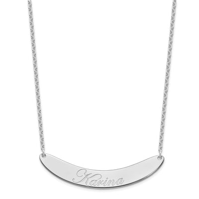 SS/Rhod-plated Large EDWARDIAN SCRIPT Curved Bar Necklace