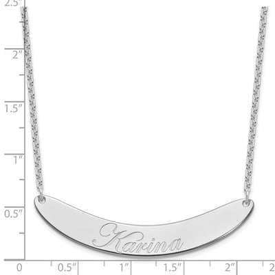 SS/Rhod-plated Large EDWARDIAN SCRIPT Curved Bar Necklace
