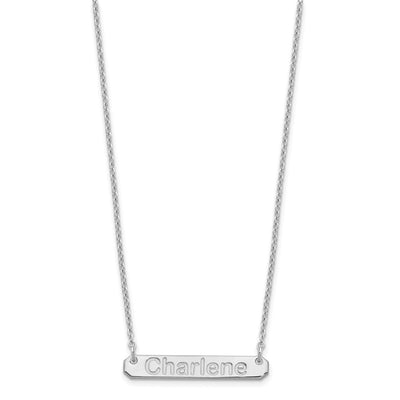 SS/Rhodium-plated Small Polished Arial Rounded Bar Necklace