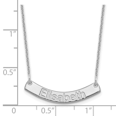 10K White Gold Small ARIAL ROUNDED Curved Bar Necklace