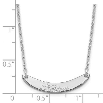 SS/Rhod-plated Small EDWARDIAN SCRIPT Curved Bar Necklace