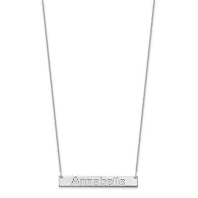 14K White Gold Medium Arial Rounded Bar Necklace, 18 x 38mm