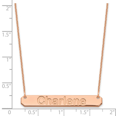 14K Rose Gold Medium Arial Rounded Bar Necklace, 18 x 40mm