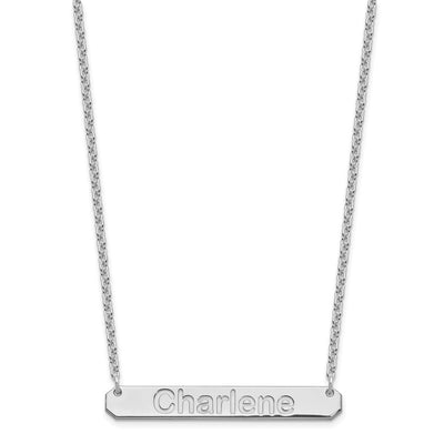 SS/Rhodium-plated Medium ARIAL ROUNDED Bar Necklace