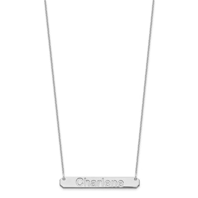 14K White Gold Medium Arial Rounded Bar Necklace, 18 x 40mm
