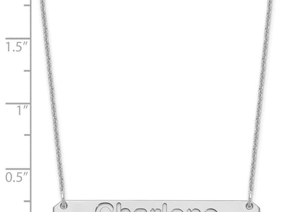 14K white gold bar necklace, another view