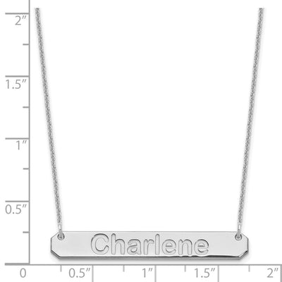 14K White Gold Medium Arial Rounded Bar Necklace, 18 x 40mm