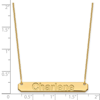 14K Yellow Gold Medium Arial Rounded Bar Necklace, 18 x 40mm