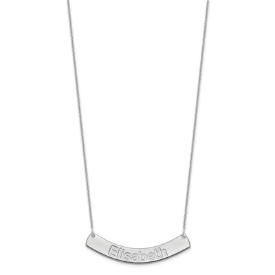 10K White Gold Medium ARIAL ROUNDED Curved Bar Necklace