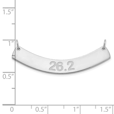 10K White Gold Medium ARIAL ROUNDED Curved Bar Necklace
