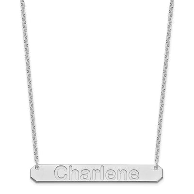 Sterling Silver/Rhodium-plated Large ARIAL ROUNDED Bar Necklace