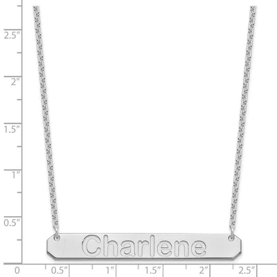 Sterling Silver/Rhodium-plated Large ARIAL ROUNDED Bar Necklace