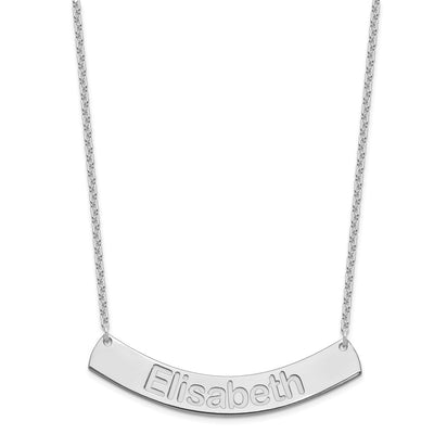SS/Rhodium-plated Large ARIAL ROUNDED Curved Bar Necklace