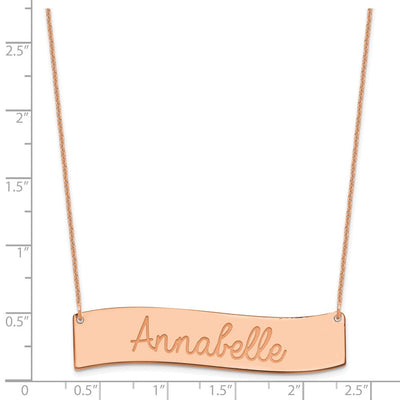 14K Rose Gold Medium Always IN MY Heart Curved Bar Necklace, 18 x 38mm