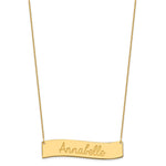 14K Yellow Gold Large ALWAYS IN MY HEART Curved Bar Necklace view