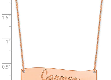 14k Rose Gold Medium Always IN MY Heart Curved Bar Necklace, 18 x 38mm