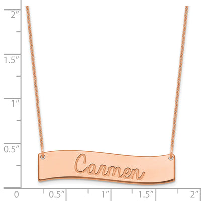 14K Rose Gold Medium Always IN MY Heart Curved Bar Necklace, 18 x 38mm