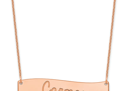 14k Rose Gold Medium Always IN MY Heart Curved Bar Necklace, 18 x 38mm