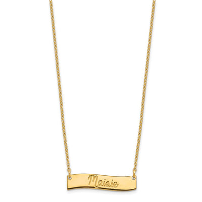 SS/Gold-plated Small AWAYS IN MY HEART Curved Bar Necklace