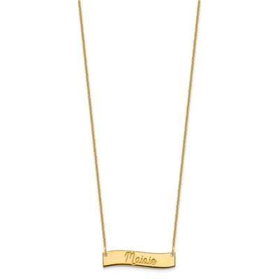 14K Yellow Gold Small ALWAYS IN MY HEART Curved Bar Necklace