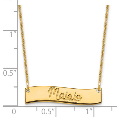 14K Yellow Gold Small ALWAYS IN MY HEART Curved Bar Necklace