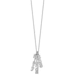 10K White Gold Brushed Vertical 3 Name Charm Necklace view