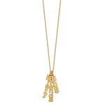 14K Yellow Gold Brushed Vertical 3 Name Charm Necklace view