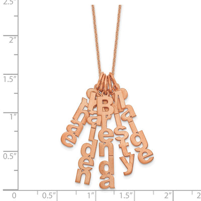 14K Rose Gold Brushed Vertical 5 Name Charm Necklace