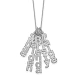 14K White Gold Brushed Vertical 5 Name Charm Necklace view