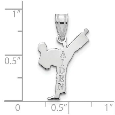 10K White Gold Personalized Boy Karate Pendant