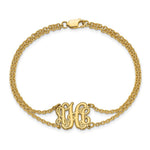 SS/Gold-plated Double Chain Etched Monogram Bracelet view