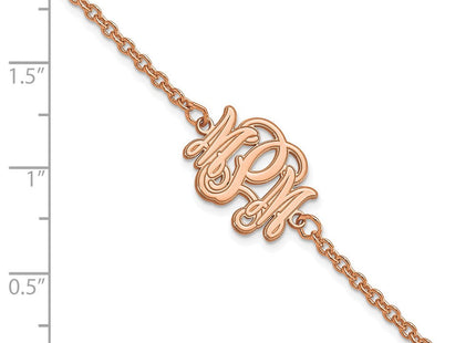 Sterling Silver/Rose-plated Etched Monogram Bracelet (Style XNA1266RP)