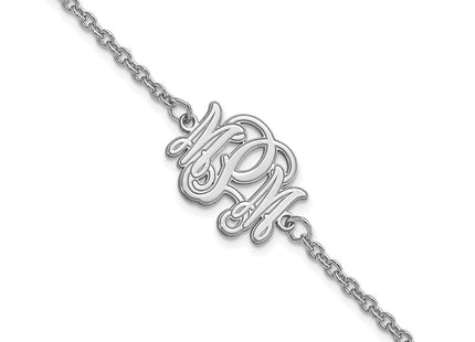 Sterling Silver/Rhodium-plated Etched Monogram Bracelet (Style XNA1266SS)