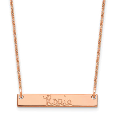 14K Rose Gold Small Signature Bar Necklace