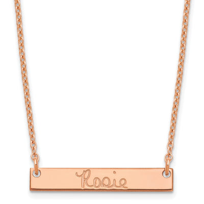 Sterling Silver/Rose-plated Small Signature Bar Necklace
