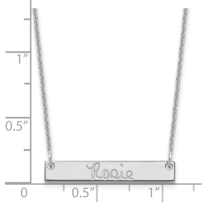 14K White Gold Small Signature Bar Necklace