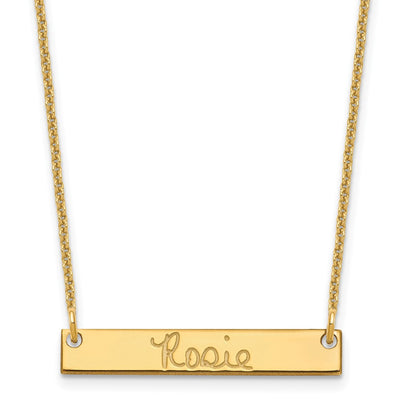 14K Yellow Gold Small Signature Bar Necklace