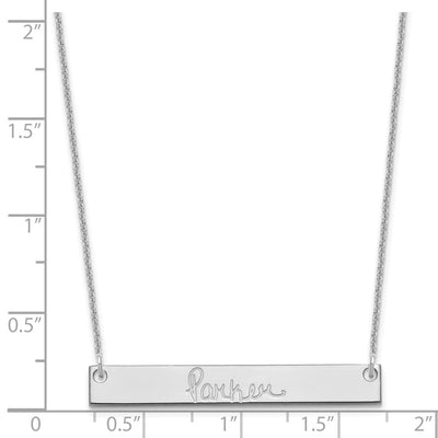 14K White Gold Medium Signature Bar Necklace