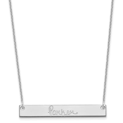 14K White Gold Medium Signature Bar Necklace