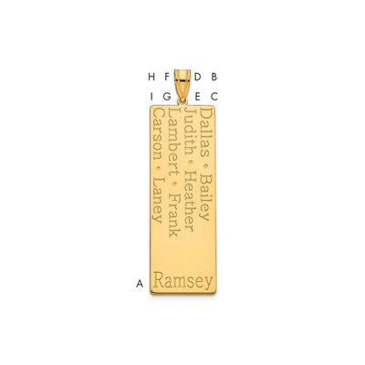14K Yellow Gold 8 Name Family Pendant