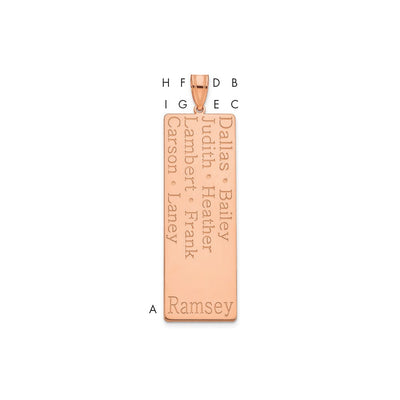 14K Rose Gold 8 Name Family Pendant